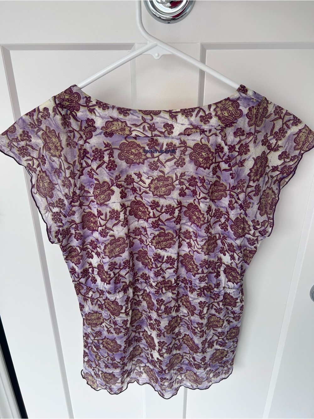 Dkny Jeans - Lavender and Gold Floral Surplice Flutter Sleeve Blouse - Picture 2 of 4